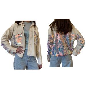 Topshop Sequin Jean Jacket